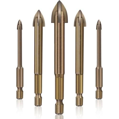 5Pcs Cemented Drill Bit Efficient Universal Drilling Tool Multifunctional Cross Alloy Ceramic Brick Wall Hole Opening Power Tool