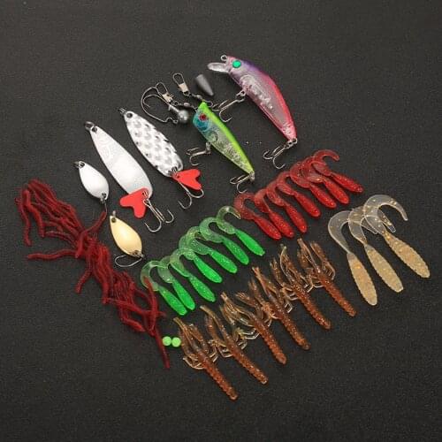 59pcs Trolling Bait Bass Fishing Lure Swimbait Tackle Wobbler w/ Tackle Box