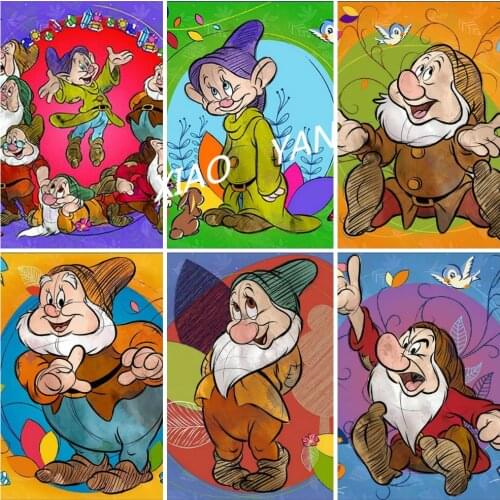 Disney Diamond Painting 5D DIY Cartoon Seven Dwarfs Series Cartoon Sticker Diamond Embroidery Handmade Decoration
