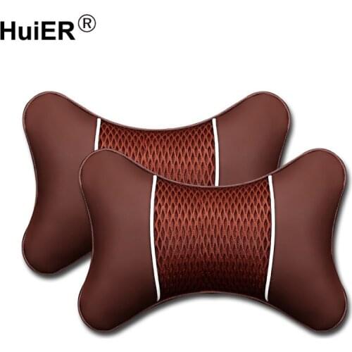 2 PCS Brand New Car Neck Pillow For PVC Leather Car-Styling Neck Headrest Pillow Breathable Car Accessories Fit For Most Cars