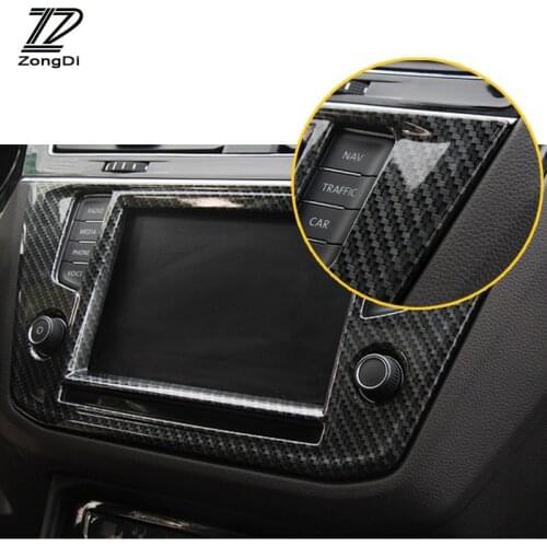 ZD Car Covers Dashboard AC Navigator Panel Stickers For VW Tiguan 2 MK2 Accessories For Volkswagen Tiguan 2017 2018 2016 1pcs