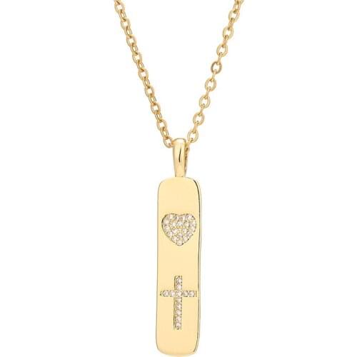 Rainbow Cross Lightning Star Moon Palm Eyes Love Heart Pendant Necklace Female Clavicle Chain Stainless Steel Jewelry Party Gift