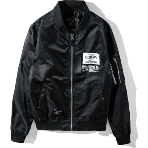 CROXX Techwear Mens Graphic MA-1 Military Bomber Jacket Water Resistant Coat Hip Hop Punk Fashion