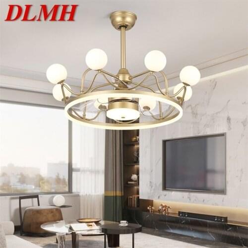 DLMH Ceiling Lamps With Fan Gold With Remote Control 220V 110V LED Fixtures For Rooms Living Room Bedroom Restaurant