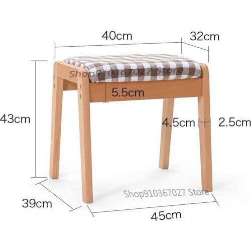 Household Dining Table And Stool Long Fabric Sofa Stool Dressing And Makeup Stool Solid Wood Small Bench