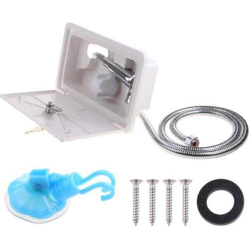 RV Shower Box Kit with Lock-Includes Shower Faucet Shower Hose Shower Wand for Boat Marine Camper Motorhome Caravan
