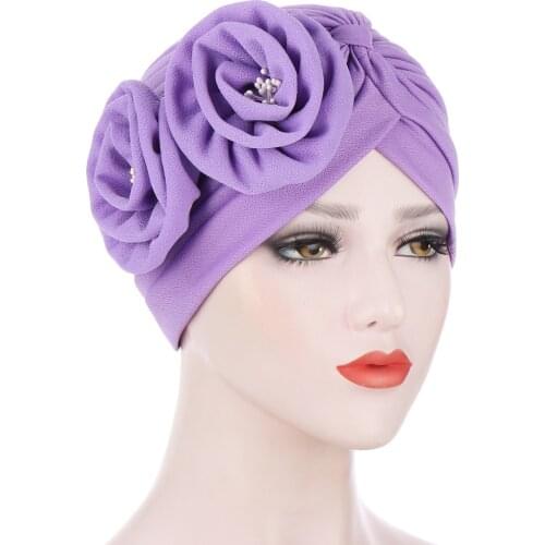 Fashion Head Wraps for Women Hairloss Cancer Headwear Hat Muslim Headscarf Cap Big Flower Female Turban Bonnet Turbante Mujer