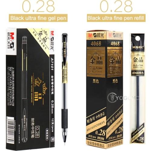 Hot Sell 12pcs/box M&G 0.28mm gel pen fine point ultra fine Gel pens with refills free shipping