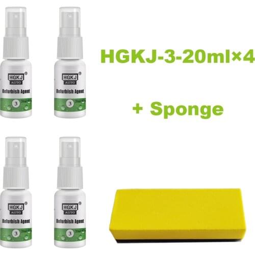HGKJ-3-20mlx4PCS with Sponge of Car Care Liquid Leather for Cars Interior Dry Ceaning Plastic Maintenance Clean Car Chemicals