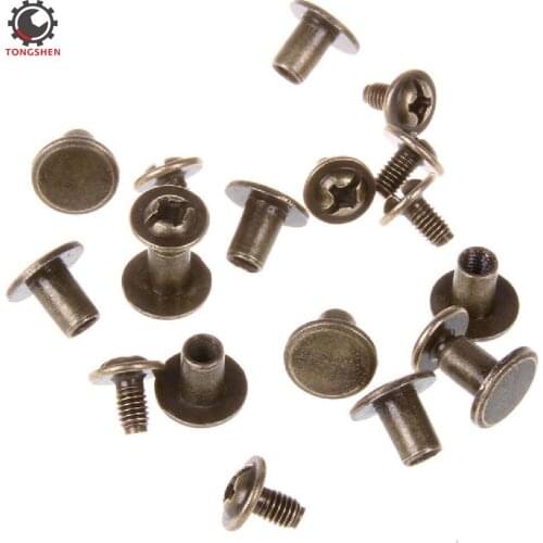 Round Flat Head Chicago Screws Buttons for Leather Crafting Repair Accessory Screw Post Fastener Metal Nail Rivet Studs