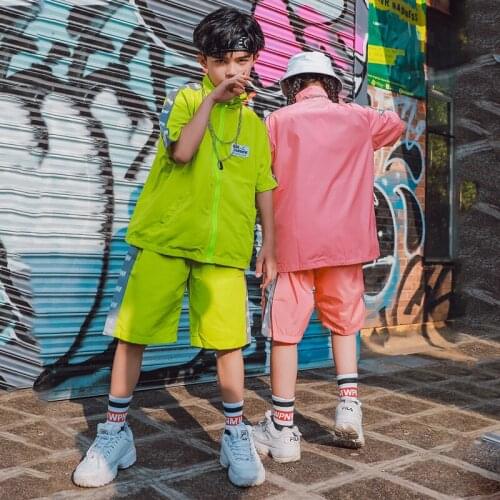 Fashion Hip Hop Dance Costumes For Girls Short Sleeve HiphopSuit Summer Ballroom Jazz Modern Dance Wear Stage Outfits DQS4473