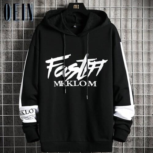 OEIN 2021 Fashion Letter Print Sweatshirt Male Autumn Mens Hip Hop Long Sleeve Pullover Hoodies New Casual Sweatshirts Clothes