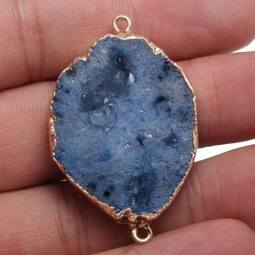 Natural Stone irregular shape Crystal cluster Pendant Double hole connector for jewelry making DIY necklace bracelet accessories