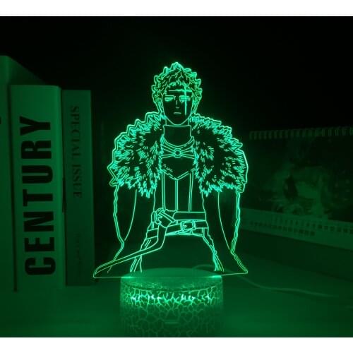 Black Clover Anime Zenon 16 Colors Remote 3D White Base Night Light for Bedroom Decor Nightlight Birthday Gift Room LED Light