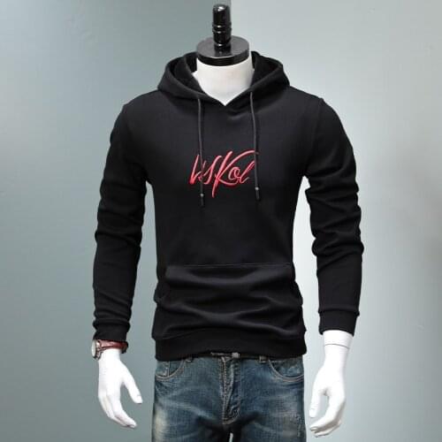 Hoodies Black Warm Fleece Hoody Men Letter Embroidered Hooded Sweatshirt 2020 Autumn Winter Streetwear Thickened Clothing