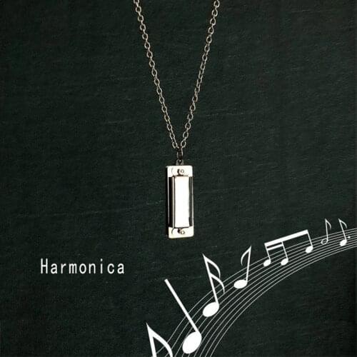 Fashion Harmonica Pendant Sweater Chain Personality Necklace For Women Gothic Style Black Gold Tone Collar Statement New Jewelry