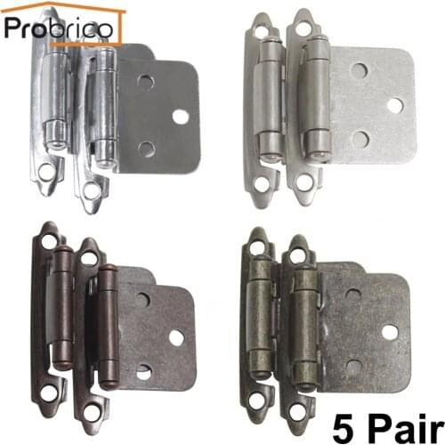 Probrico 5 Pair Self Close Cabinet Door Hinge Kitchen Cupboard Flush Hinge Antique Furniture Hardware