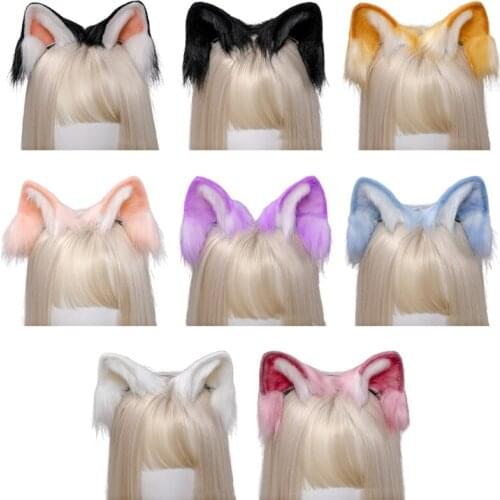 Lovely Japanese Lolita Animal Headband Realistic Multicolor Faux Fur Kitten Ears Hair Clips Anime Cosplay Hair Accessory