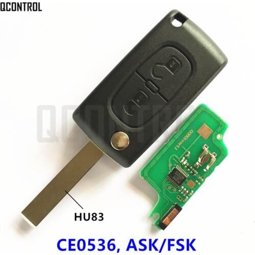 QCONTROL Car Remote Key Suit for PEUGEOT 207 208 307 308 408 Partner (CE0536 ASK/FSK, 2 Buttons HU83)