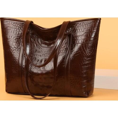 Retro Women Luxury Handbag Plusize Shoulder Bags Ladies Alligator Leather Solid Shopper Large Capacity Tote Top-handle Bags