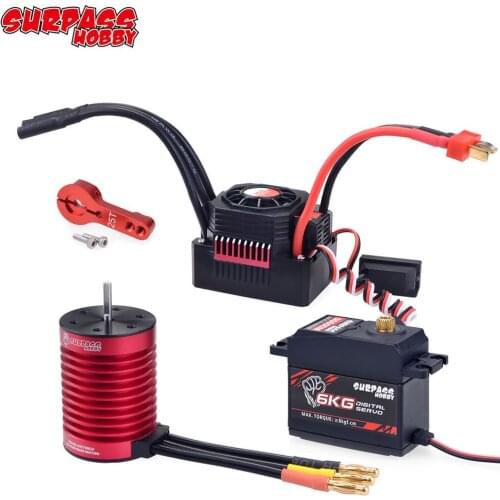 SURPASS HOBBY Waterproof F540 4370KV 3930KV 3300KV 3000KV Brushless Motor w/60A ESC 6KG Digital Metal Gear Servo for 1/10 RC Car