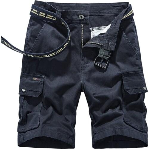 Preferred For Mature Men Casual Shorts 2021 New Military Style Chic Loose Fit Zipper Pockets Fashion Knee Length Shorts Men