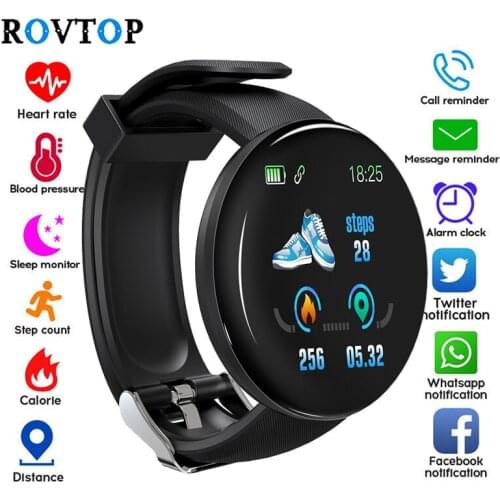 Smart Watch D18 Blood Pressure Fitness Tracker Round Smartwatch Waterproof Sports Smart Watch Men Women For Android Ios Z2