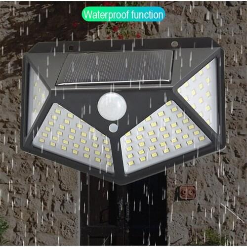 100 led Solar Lamp 4 sided Dark Light Auto On Smart solar garden Night Light Motion Detector High Sensitivity Outdoor Lighting