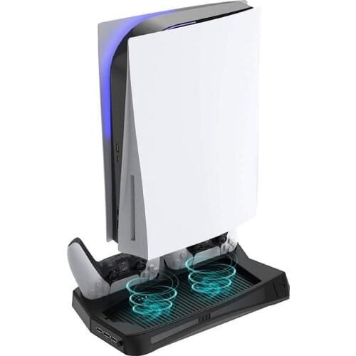 Dual Controller Charger Console Vertical Cooling Stand Charging Station Fan For Playstation 5 PS5 Host/digital Version/Ultra HD