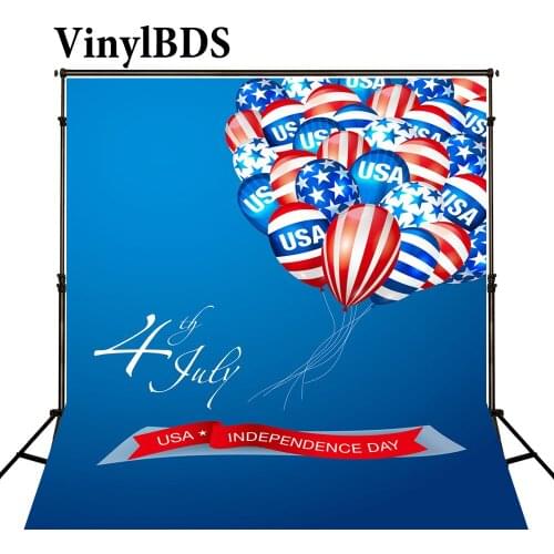 VinylBDS 8X10FT American Flag Backdrops Independence Day Blue Balloom Background for Children Photography Shoot