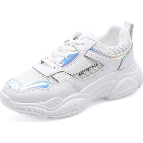 Women Shoes 2019 Spring/summer Lace-Up Round Toe Mixed Colors Casual Flat Platform Ladies Flats Sports Shoes