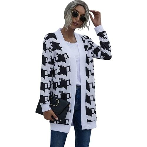 Women New Autumn Winter Print Long Cardigans 2020 Long Sleeve Womens Leopard Cardigan Coat 2021 Female Long Cardigan Coats