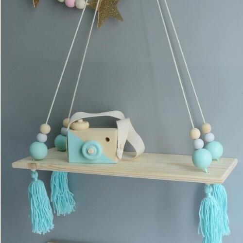 1PC Wooden Hanging Wall Shelf Wood Rope Swing Shelves Sundries Holder Organizer Photo Props Home Kids Playroom Decoration MA 003