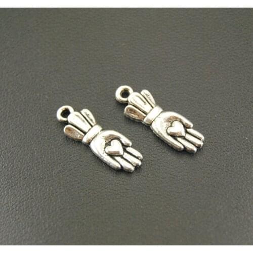 15 Pcs Silver Color Knight Hand Charm Accessories For Jewelry Making A625