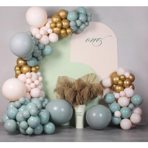 178Pcs/set Retro Avocado Green Balloons Garland Skin Gold Double Gray Green Balloon Arch Chain for Baby Shower Wedding Party Dec