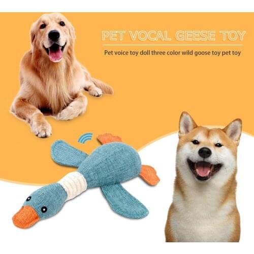 2pcs Pet Plush Wild Goose Shape Squeak Chew Cartoon Plush Animal Teeth Clean Toy Practical Funny Bite Squeak Bauble