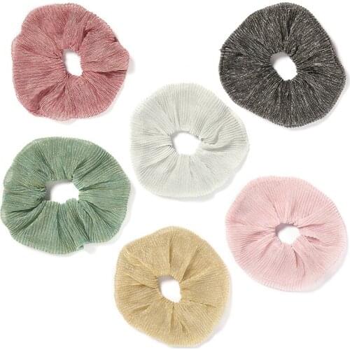 Geebro 2PC Fashion Scrunchie Stripe Design Soild Women Girl Elastic Hair Rubber Bands Hair Accessories Tie Hair Rope Headwear