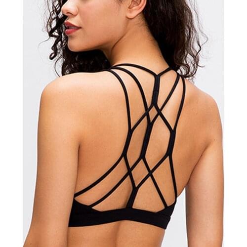 2021 Soft Skinfriendly Running Bra Crisscross Training Sport Bras with Removable chest pad top