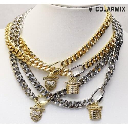 6 Strand Punk Big chunky necklace lock charms Thick Twisted wide neckalce gift jewelry necklace Hip Pop necklace chocker9687