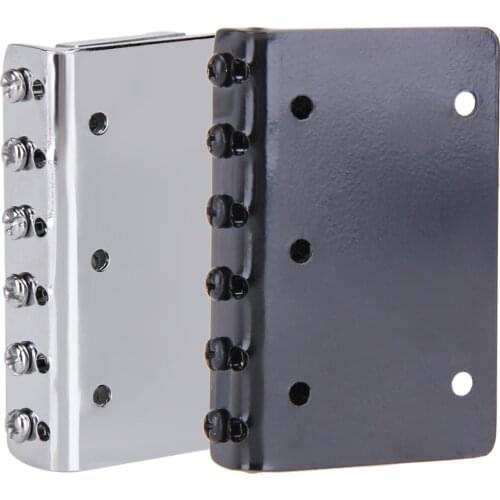 6 Saddle Hardtail Bridge with 5 Screws Top Load Guitar Tailpiece for Electric Guitar Accessory, Chrome 65mm Metal Fixed Hardtail