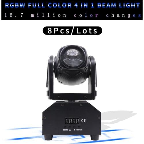 8pcs/lotsMini Super Beam 10W RGBW 4in1 Moving Heads DMX512 Light Beam LED Spot Lighting Show Disco DJ Party Stage Laser Light
