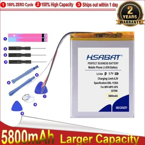 HSABAT 0 Cycle 5800mAh 357090 Battery for Prestigio Grace 3118 3G PMT3118 Tablet 3 lines Replacement Accumulator