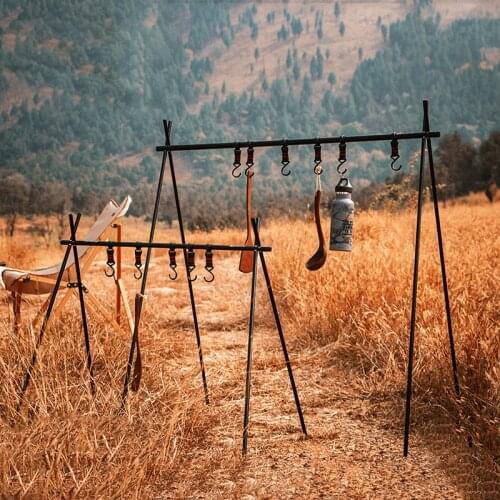 ALU Outdoor Folding Portable Storage Rack Drying Rack Storage Hook Rack Tripod For Outdoor Activities Camping Barbecue Picnic