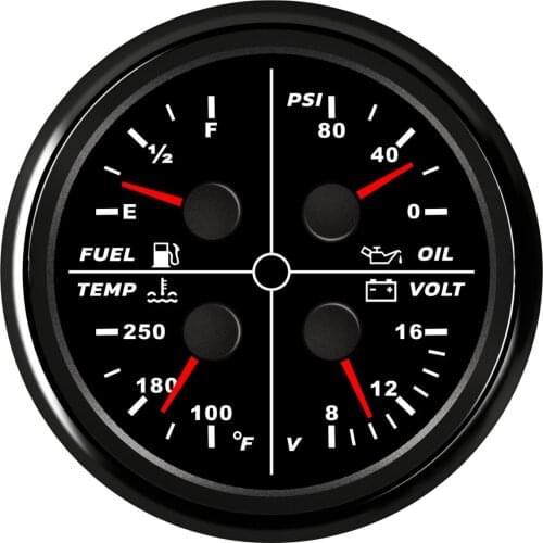 Automotive Car Fuel Level Gauge Voltmeter Water Temperature Gauge Oil Pressure Gauge Red LED