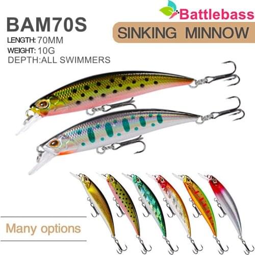 Battlebass NEW 1PCS Laser Fishing Lure SINKING Minnow Wobbler Professional Baits 10cm 7g Crankbait BAMS70S