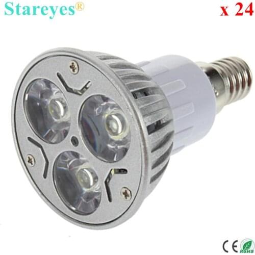 Free shipping 24 pcs Dimmable 3W CREE E14 E27 MR16 GU10 B22 GU5.3 High Power LED Spotlight Downlight lamp bulb Lighting
