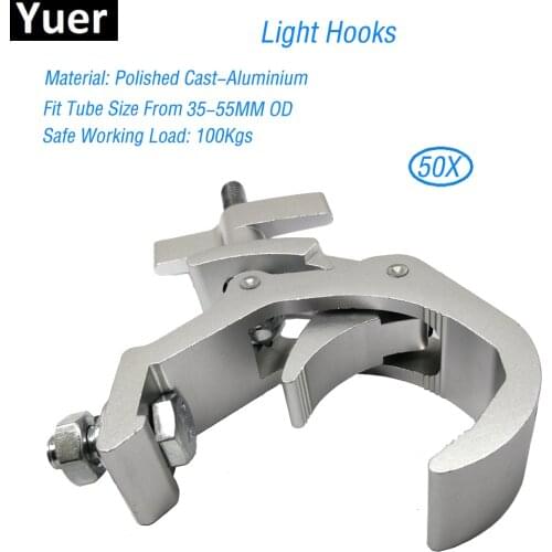 Free Shipping 50pcs/Lot Disco DJ Stage Audio Heavy Duty Light Mounting Aluminum Lamp Hook 35-55mm Truss 100kg Load Capacity