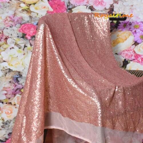 Royaltime Shimmer Blush Sequin Fabric By The 0.5 Yard Two Way Stretch Embroidered Mesh African Lace Fabric for Dress Sewing