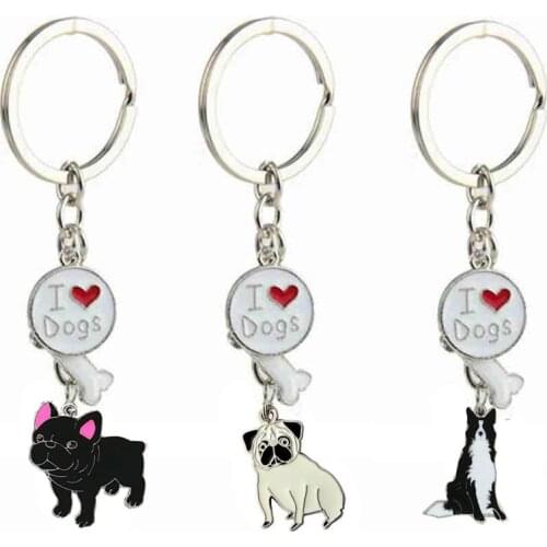 French Bulldog Car Key Chains Cute Keyring Metal Pet Dog Pendant Bag Charm Men Women Keychain Key Ring Holder Gifts