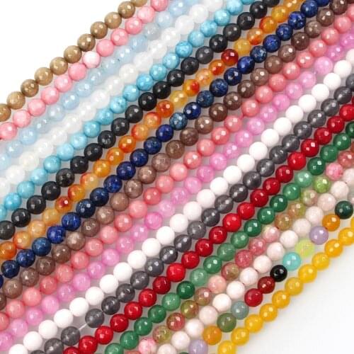 25 Colors 8mm Round Faceted White Marble Natural Stone Beads Loose Bead For Jewelry Making Charm Bracelet Necklace Handmade DIY